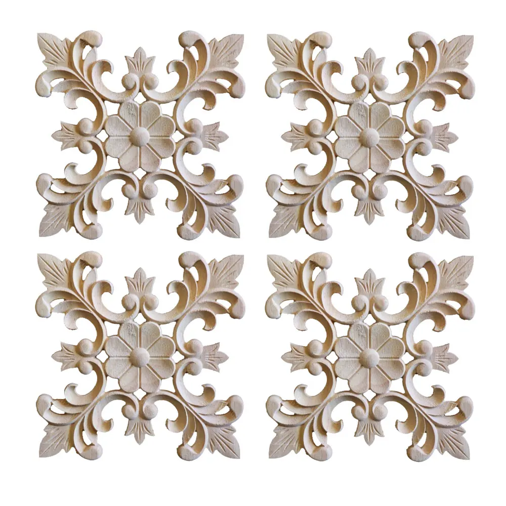 

4Pcs Square Hollow Design Wood Carved Furniture Corner Applique Onlay Antique & Modern Doors Walls Home Furniture Ornamental
