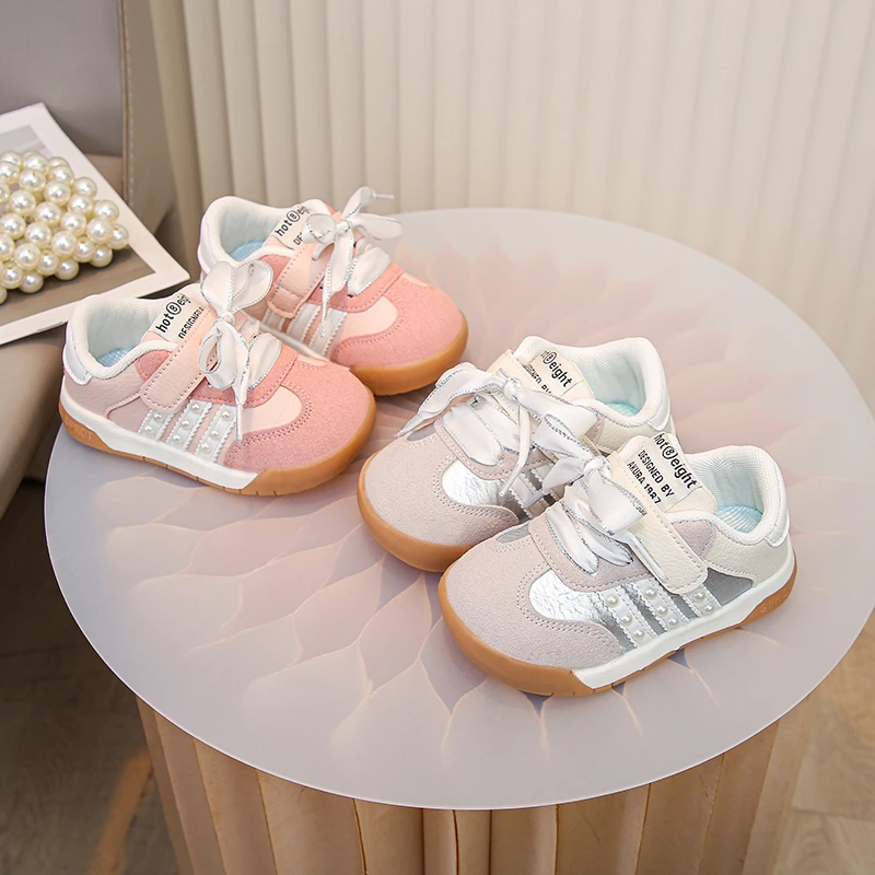 

Children Sneakers for Girls Boys Soft Sole Non-slip Casual Student Running Shoes Glitter Stripes Baby Kids School Sports Shoes