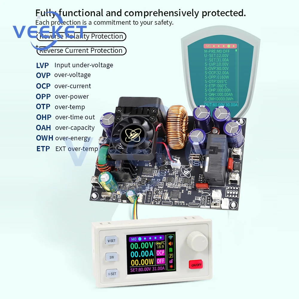 sinilink-調整可能降圧電源モジュール-xy8030s-xy12530s-dc-電圧レギュレータ、mppt-ソーラー充電および-lcd-ディスプレイ付き