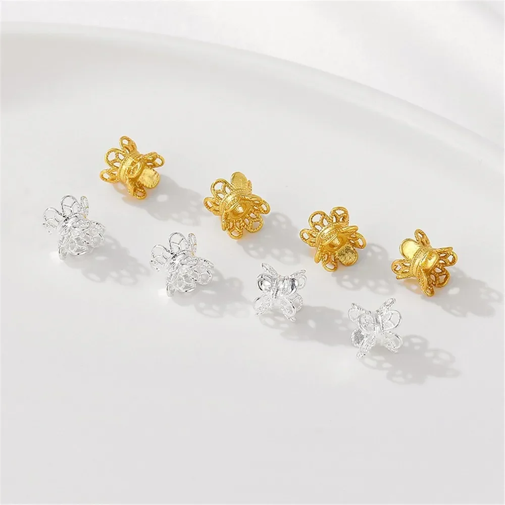 جوفاء أسطواني برأسين وعاء Diy اليدوية سوار قلادة اللؤلؤ على الوجهين زهرة قبعة مجوهرات اكسسوارات