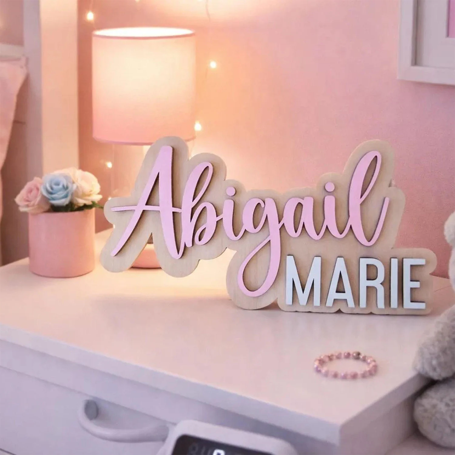 1pc Wooden Family Name Tag for Children's Room,Customized Wooden Souvenir, Suitable for Room and Home Decoration,Customized Gift view 2