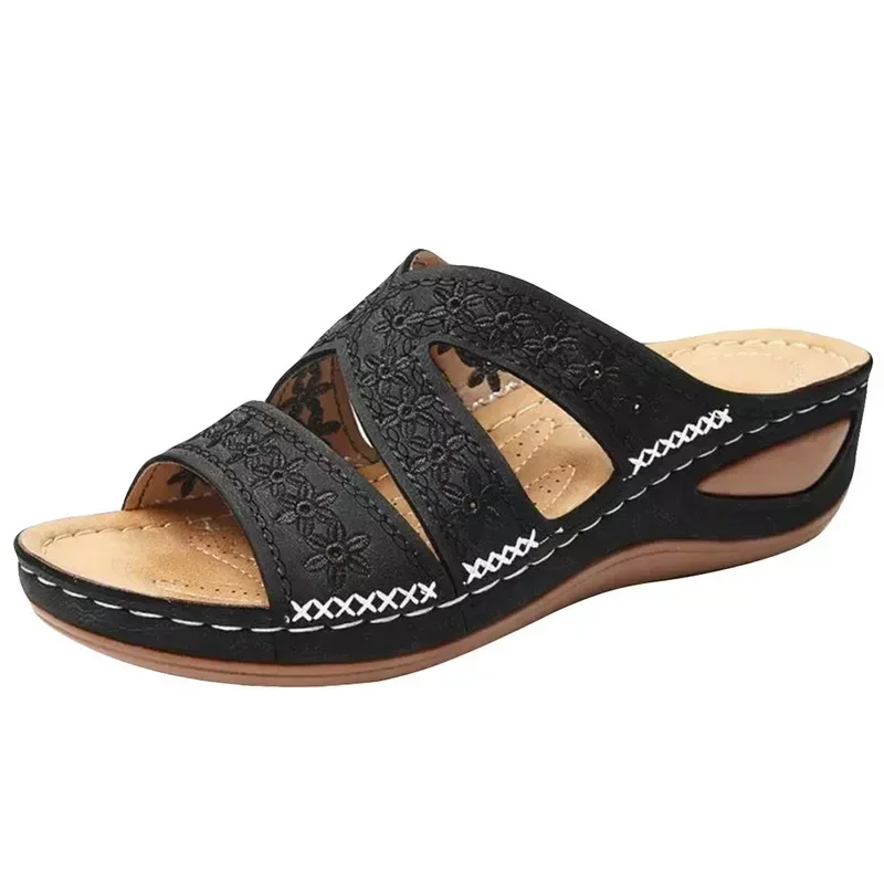 Sommer 2026 Damen-Sandalen mit offenen Zehen, Retro Rutschfeste Leder-Freizeitsandalen, Modische Vielseitige Damensandalen – Detail 12