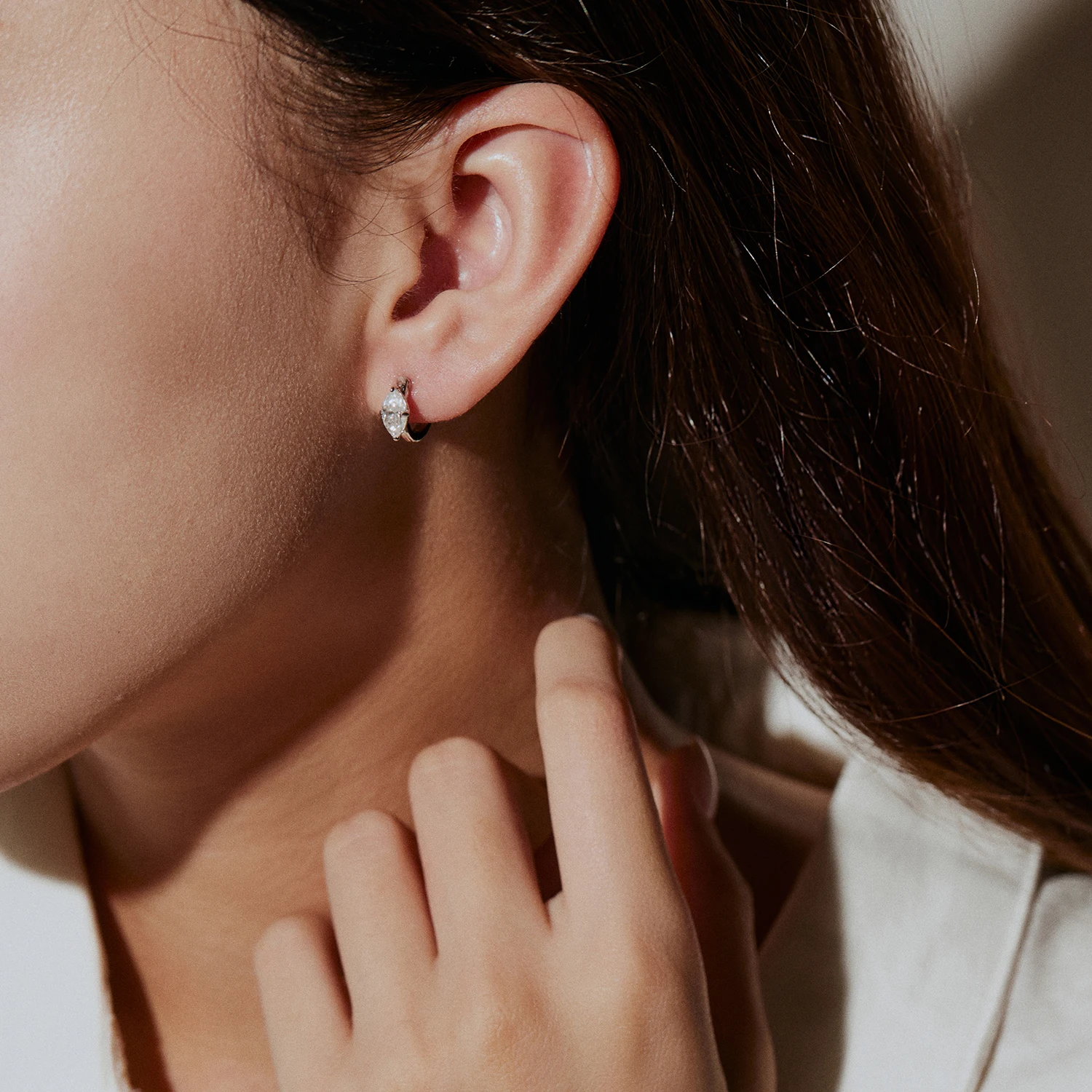 MODIAN D Color Marquise Cut Moissanite Hoop Earrings 925 Sterling Silver Solitaire Lab Diamond Earrings Women Fine Jewelry Gifts