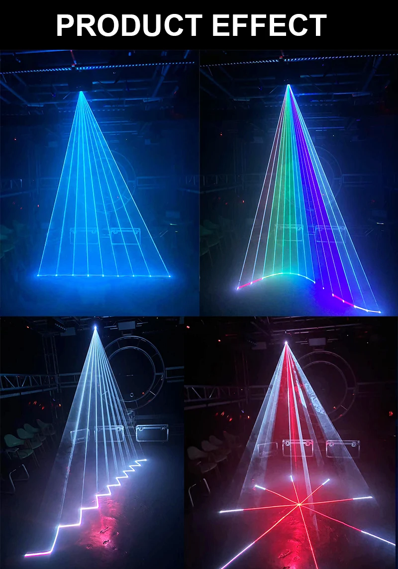Animiertes Laserlicht, 5 W, vollfarbiges Scannen, ILDA, Bluetooth-Steuerung, DMX512, Strahlprojektor, Bar, Club, DJ, Disco, Weihnachtsfeier – Detail 5