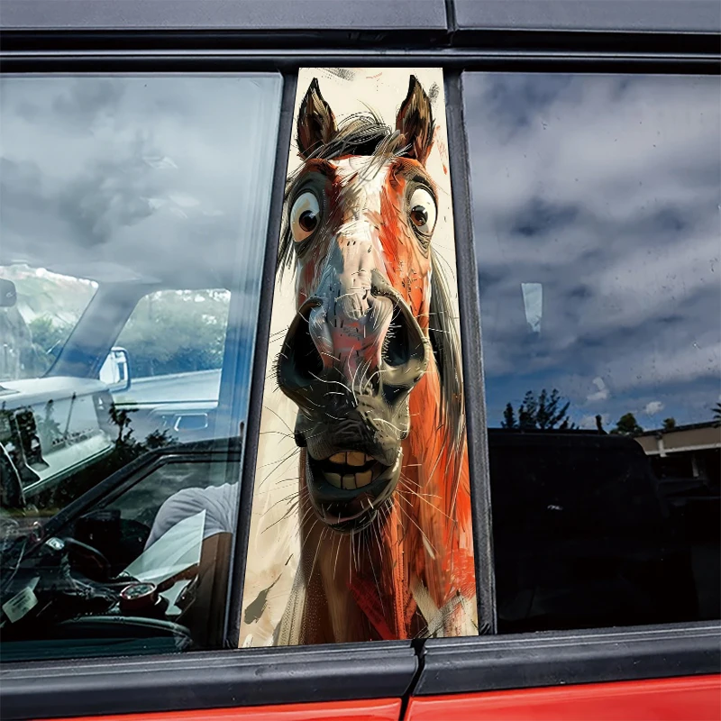 

2 pieces of automotive B-pillar stickers Goofy Horse Protective film, PVC material film