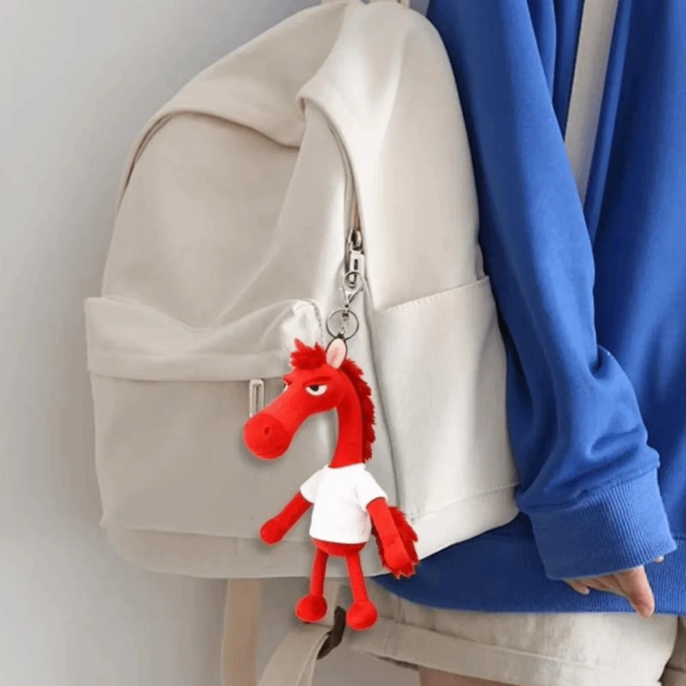 Creative Plush Dark Horse Keychain Mascot Dolls Soft Simulation Horse Doll Cute Chinese Style Zodiac Pony Figurine