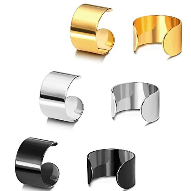 2pcs Unisex Punk Fashion Stainless Steel Ear Cuff Ear Clip Non-Piercing Clip On Earrings for Men and Women Daily Wear Jewelry