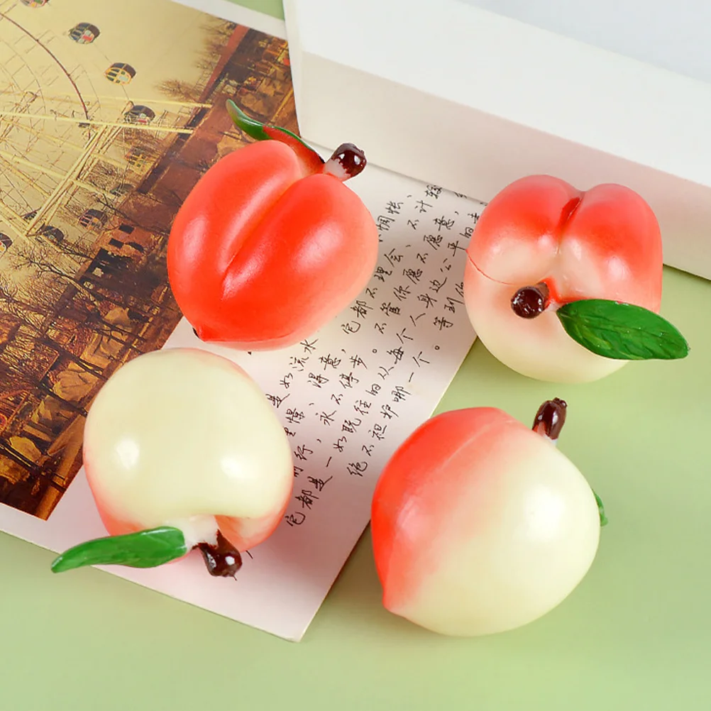 5 Pcs Figurine Artificial Fruit Peach Small Peaches Flowerpot Decor Model Toys for Kids Red Fake Photo Prop Child