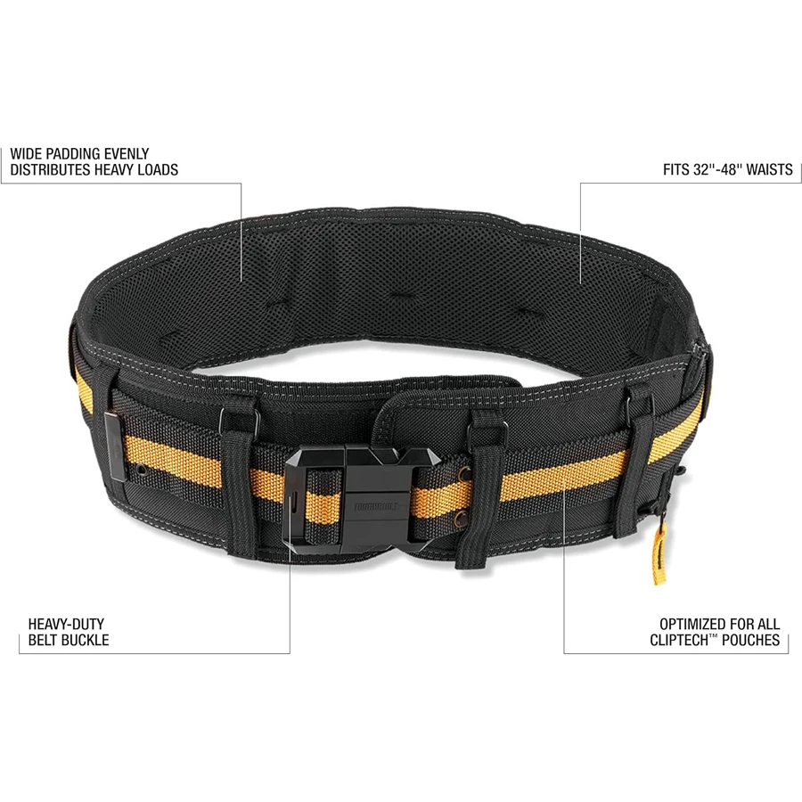 TOUGHBUILT Padded Belt with Heavy Duty Clip Buckle and Back Support Construction Work Belts TB-CT-41