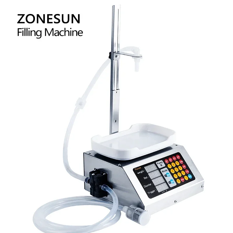 ZONESUN Semi Automatic Beverage Mineral Water Milk Drink Bottle Filler  Perfume Liquid Weighting Filling Machine ZS-M1080S