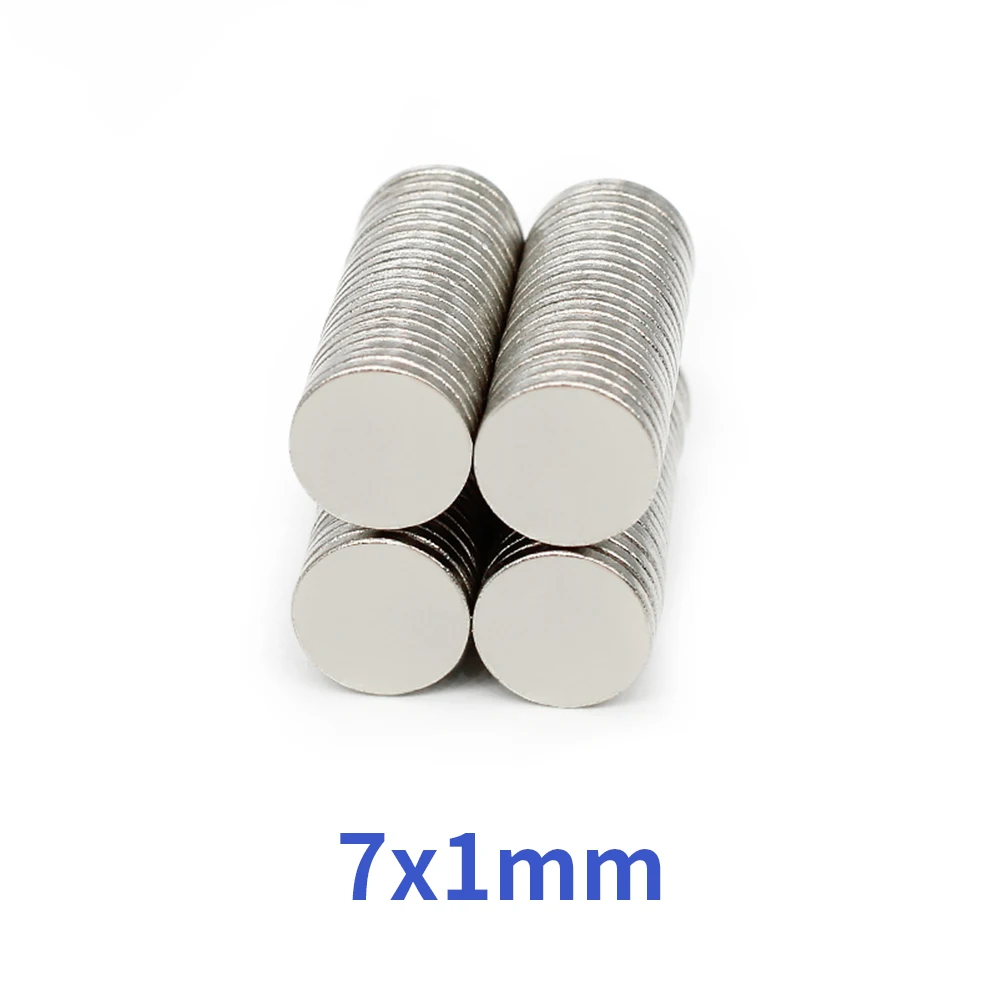 50/100/200/300/500/1000PCS 7x1 mm thin sheet N35 Neodymium Magnet Disc Powerful Magnets Round 7x1 mm Permanent Magnet 7mm*1mm