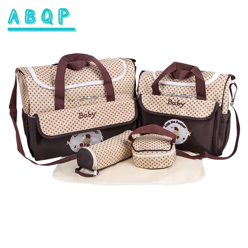 

Новая сумка для подгузников, набор из 5 предметов, многофункциональная детская сумка, большая вместимость, модная, легкая сумка для хранения подгузников, высокое качество