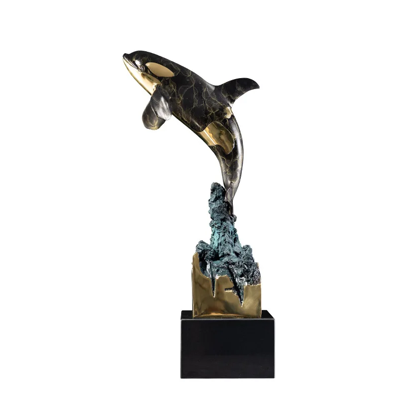 Whale Brass Ornament Crafts Marine Animals Fish Brass Sculpture Art Ornament