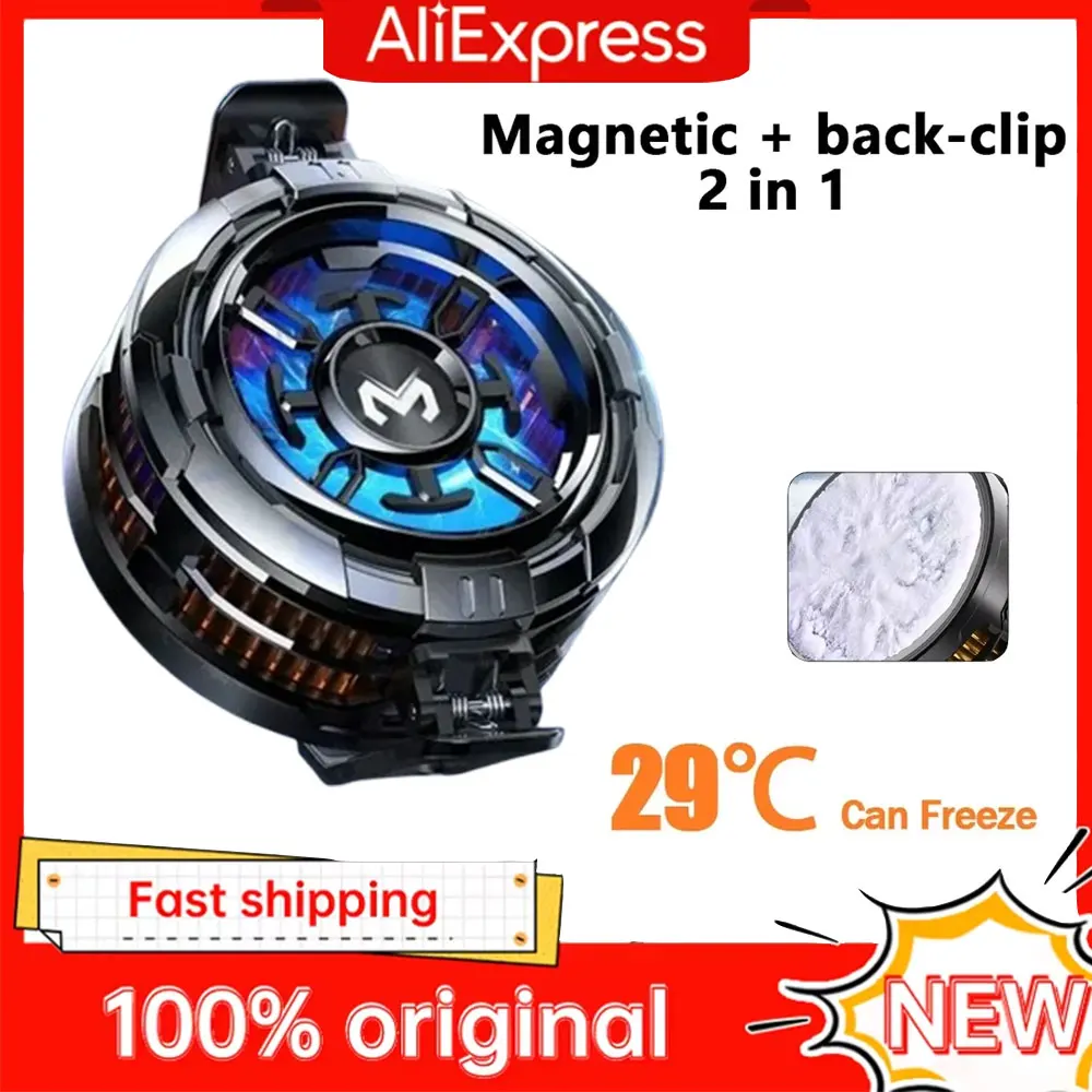 2 IN 1 Mobile Phone Cooler Semiconductor Cooling Fan Freeze Radiator Magnetic Back Clip Holder For iPhone Samsung Xiaomi PUBG