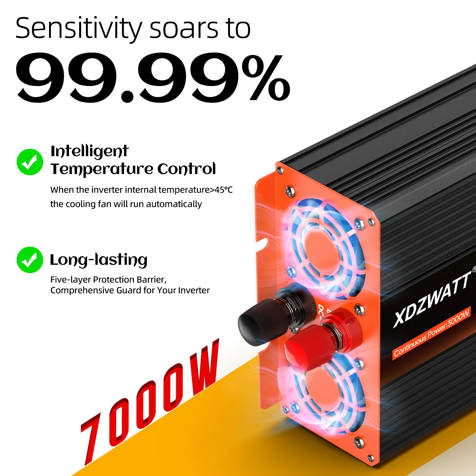 7000 واط الذروة الطاقة نقية شرط لموجة العاكس تيار مستمر 12 فولت إلى التيار المتناوب 220 فولت 230 فولت الاتحاد الأوروبي المقبس ل RV السفر الأجهزة المنزلية شاشة الكريستال السائل حماية #3