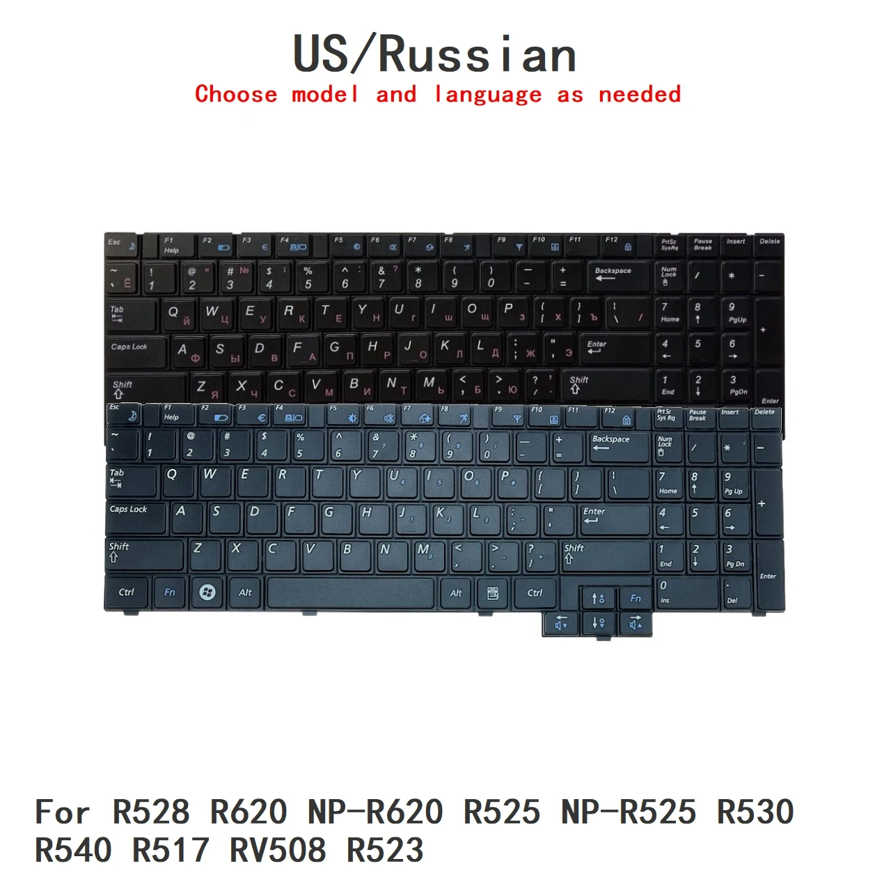 New US Russian Laptop Keyboard For Samsung R528 R620 NP-R620 R525 NP-R525 R530 R540 R517 RV508 R523