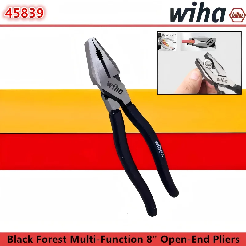 

WIHA 45839 8-inch Black Forest Multi-Purpose Pliers, Three-Point Grip Design, Ideal for Home DIY, Automotive, and Gardening
