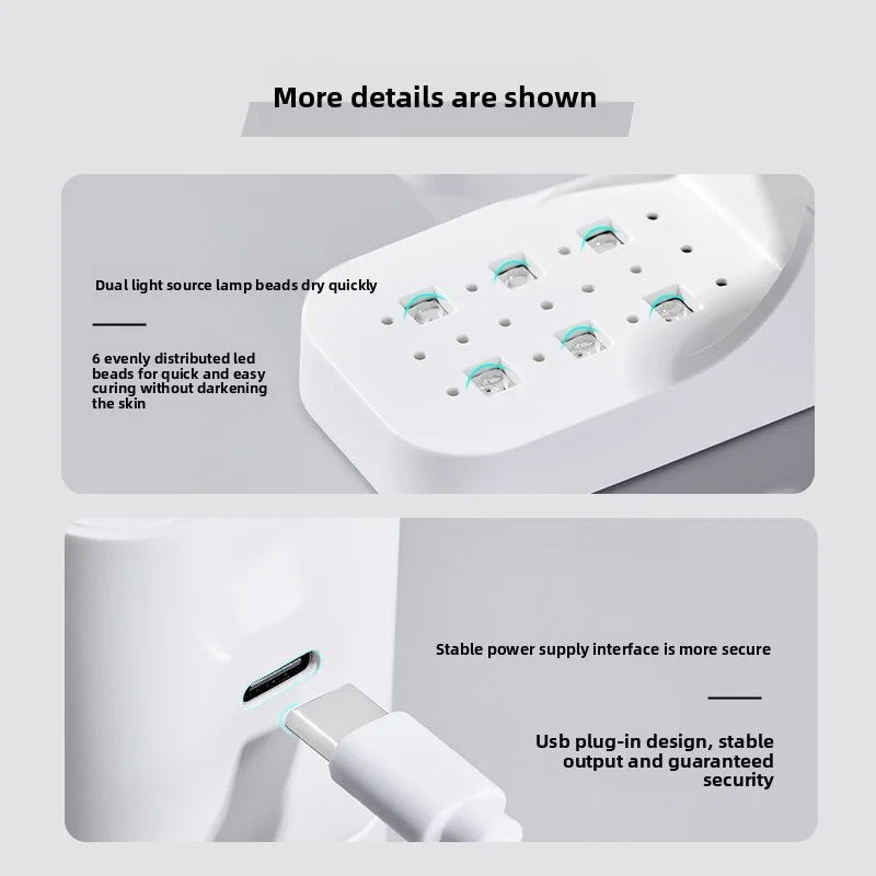 مصباح العلاج بالضوء على شكل مكعب السكر الصغير، مصباح خبز صغير لطلاء الأظافر سريع الجفاف، المصباح ليس باللون الأسود.