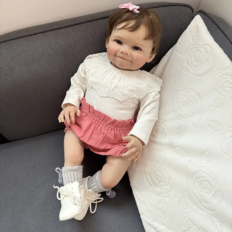 60CM 완성된 리본 베이비돌 라야 사랑스러운 유아 여아 소프트 바디 컬렉션 아트돌 (가시적인 정맥 포함) 보네카스 리본