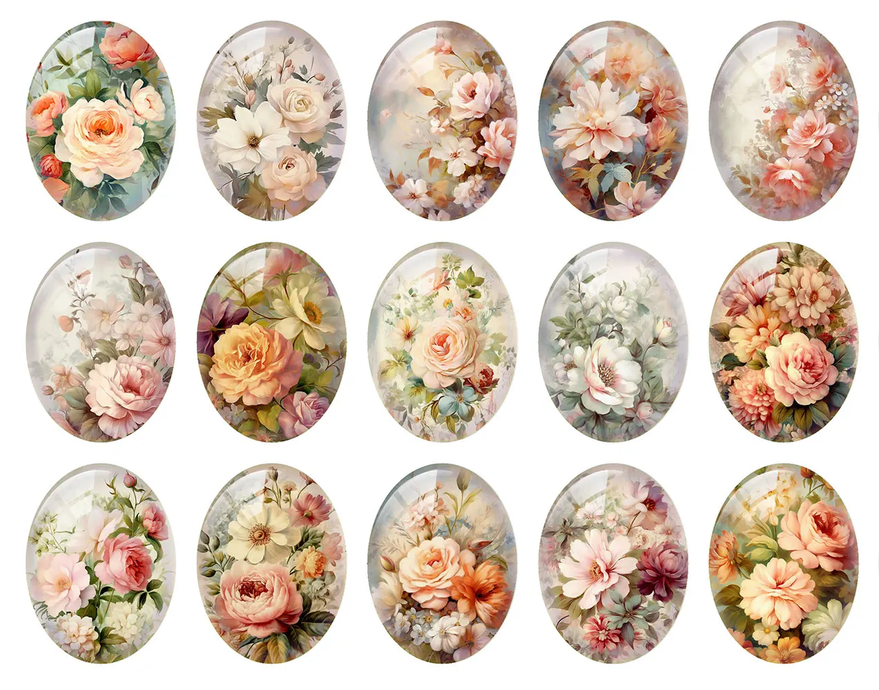 10pcs/lot Oval Photo Glass Cabochon Flatback Charms FLower Landscape Demo Flat Back Cameo Diy Jewelry Making Findings Supplies