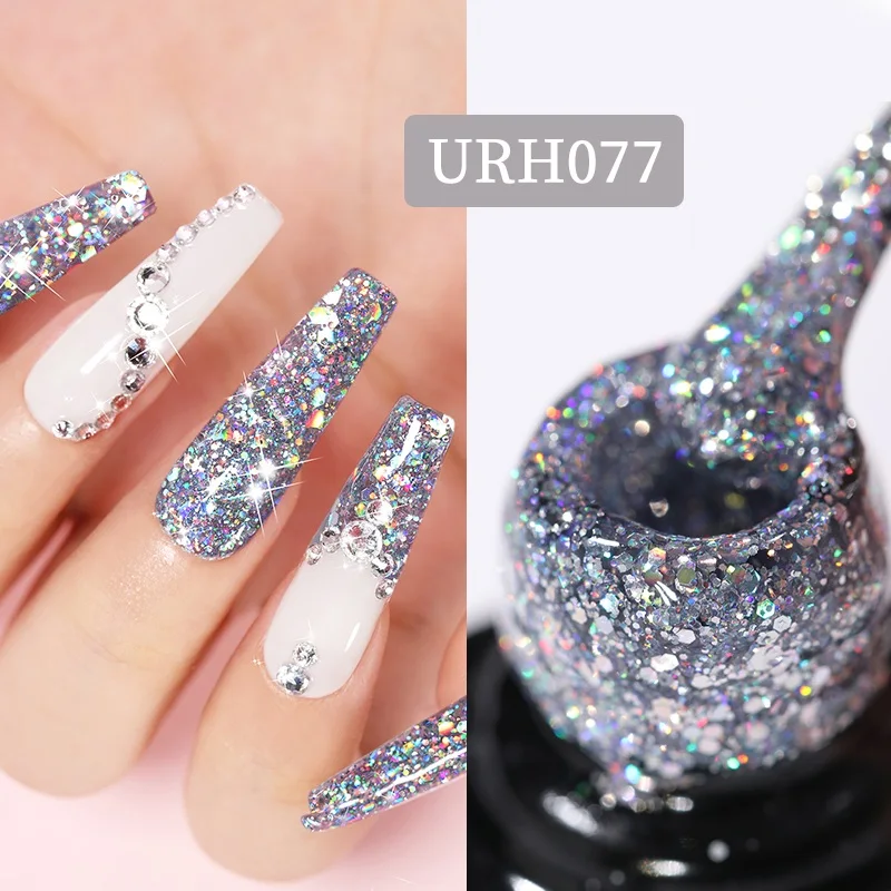 UR SUGAR-esmalte de uñas en Gel con lentejuelas brillantes, Gel de Color semipermanente, Base Vernis, capa superior, manicura artística, Gel UV para remojar, 7ml