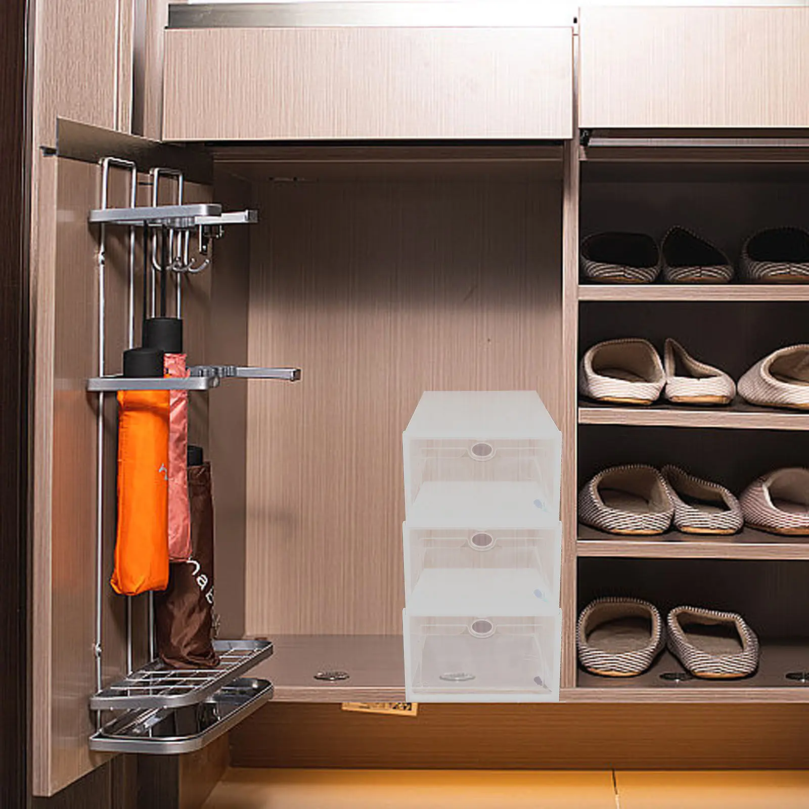 5pcs Stackable Clear Shoe Box Storage Organizer for Sneakers, High Heels, Under Bed or Cabinet