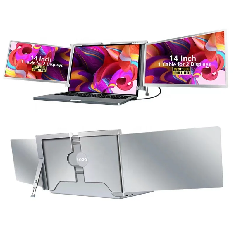 

14-дюймовый один кабель для двойных экранов, горячая распродажа, тройной экран для ноутбука, портативный тройной монитор, ЖК-экран для ноутбука