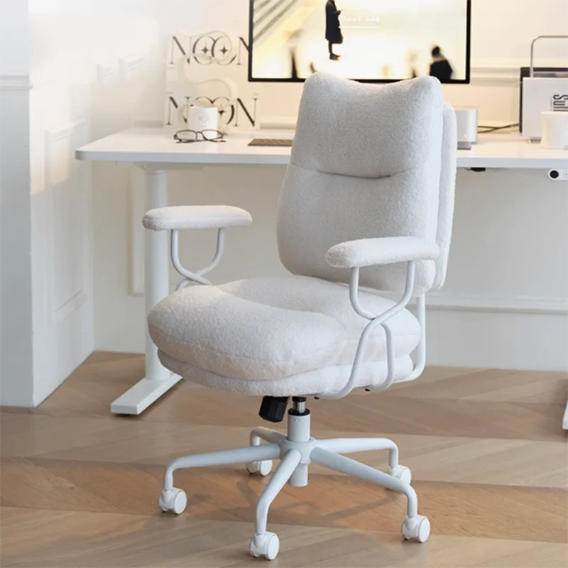 

Beige Cheap Soft Office Chair Armrest Designer Relaxing Armchair Office Chair Ergonomic Swivel Sillas De Oficina Home Furniture