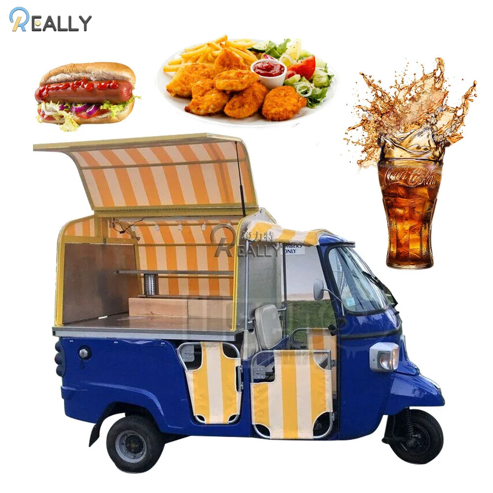 Ice Cream Food Cart Electric Tricycle Tuk Tuk Ape Hot Dog Stand Machine Kiosk Mobile Food Truck