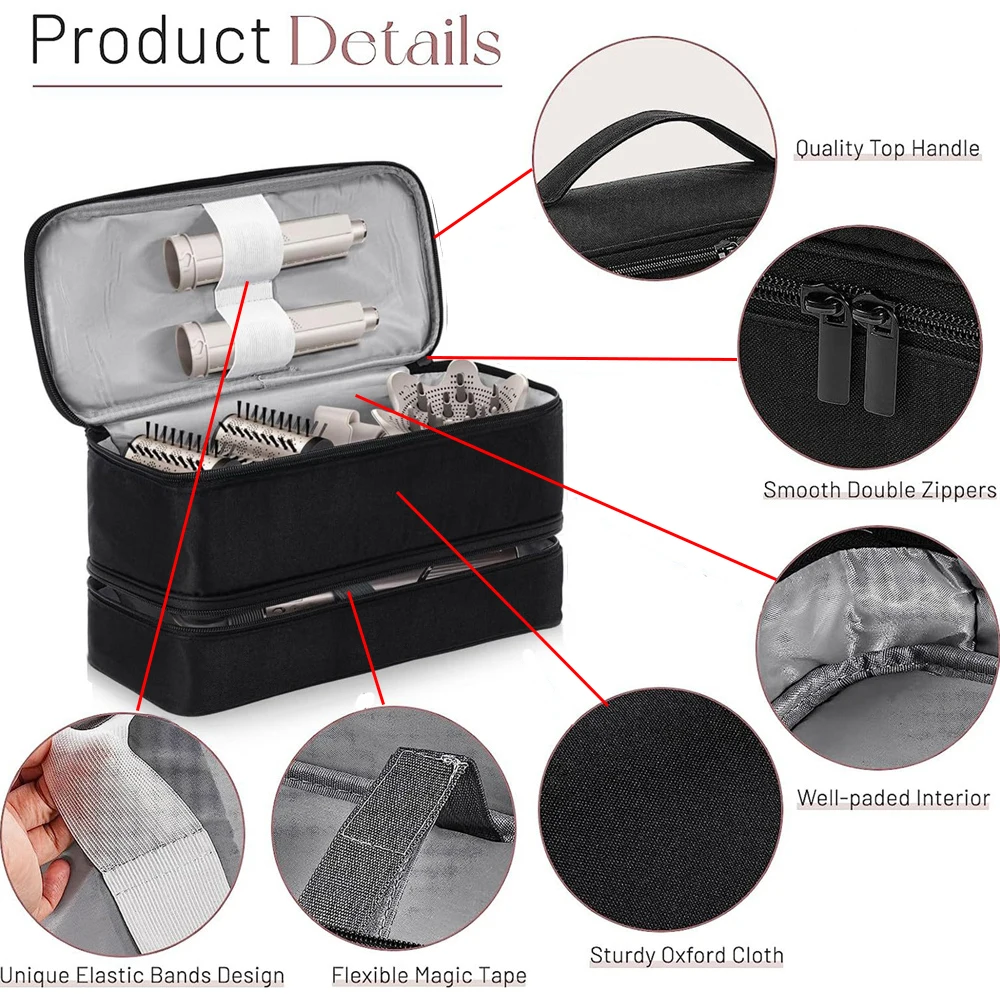 

Portable Storage Box Waterproof Large Capacity Double Layer Travel Suitcase for Shark Flexstyle/Dyson Airwrap Styler