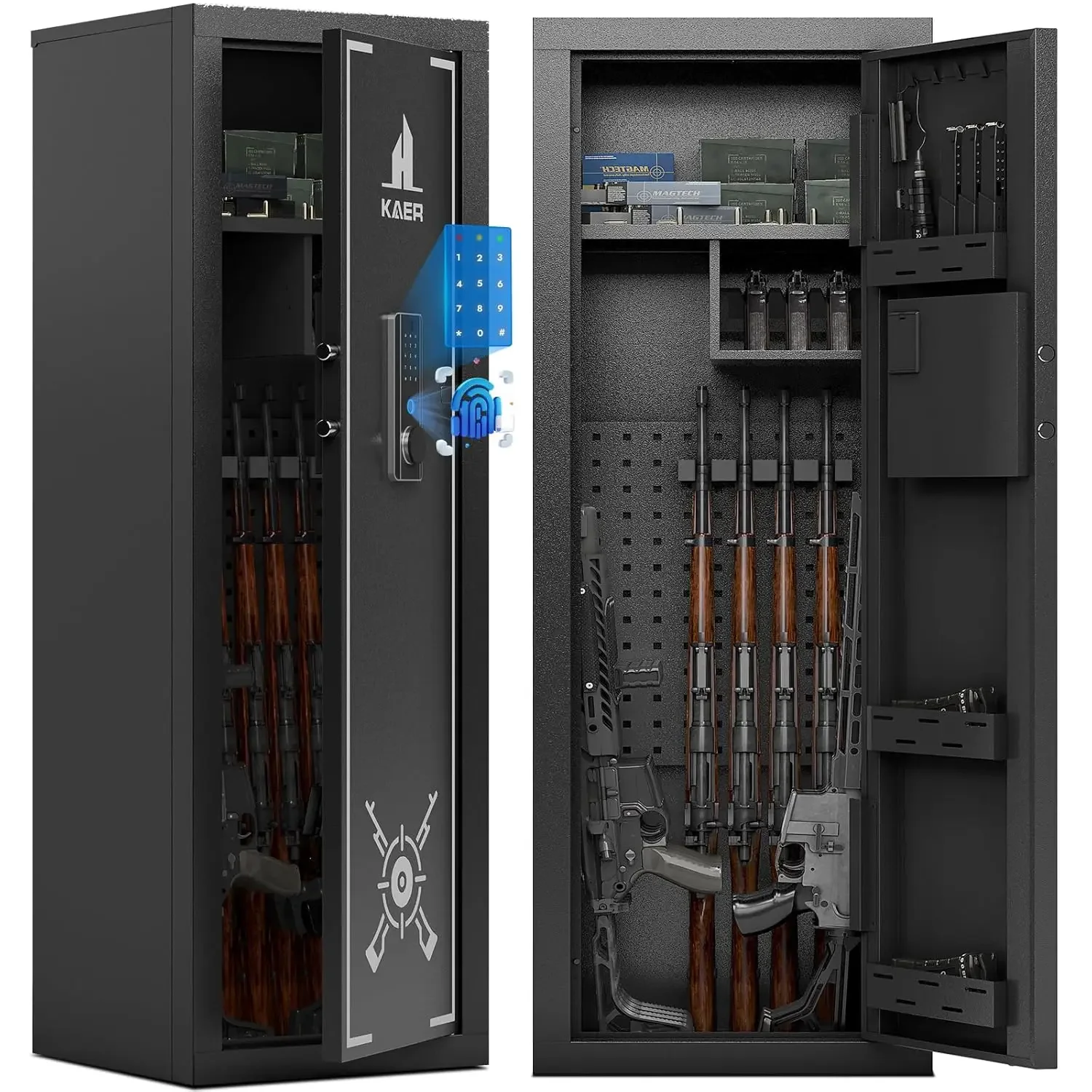 

Biometric Gun Safe Rifle,Gun Safes for Rifles and Pistols Holds 14-15 Firearms with Adjustable Racks & Pistol, Customized