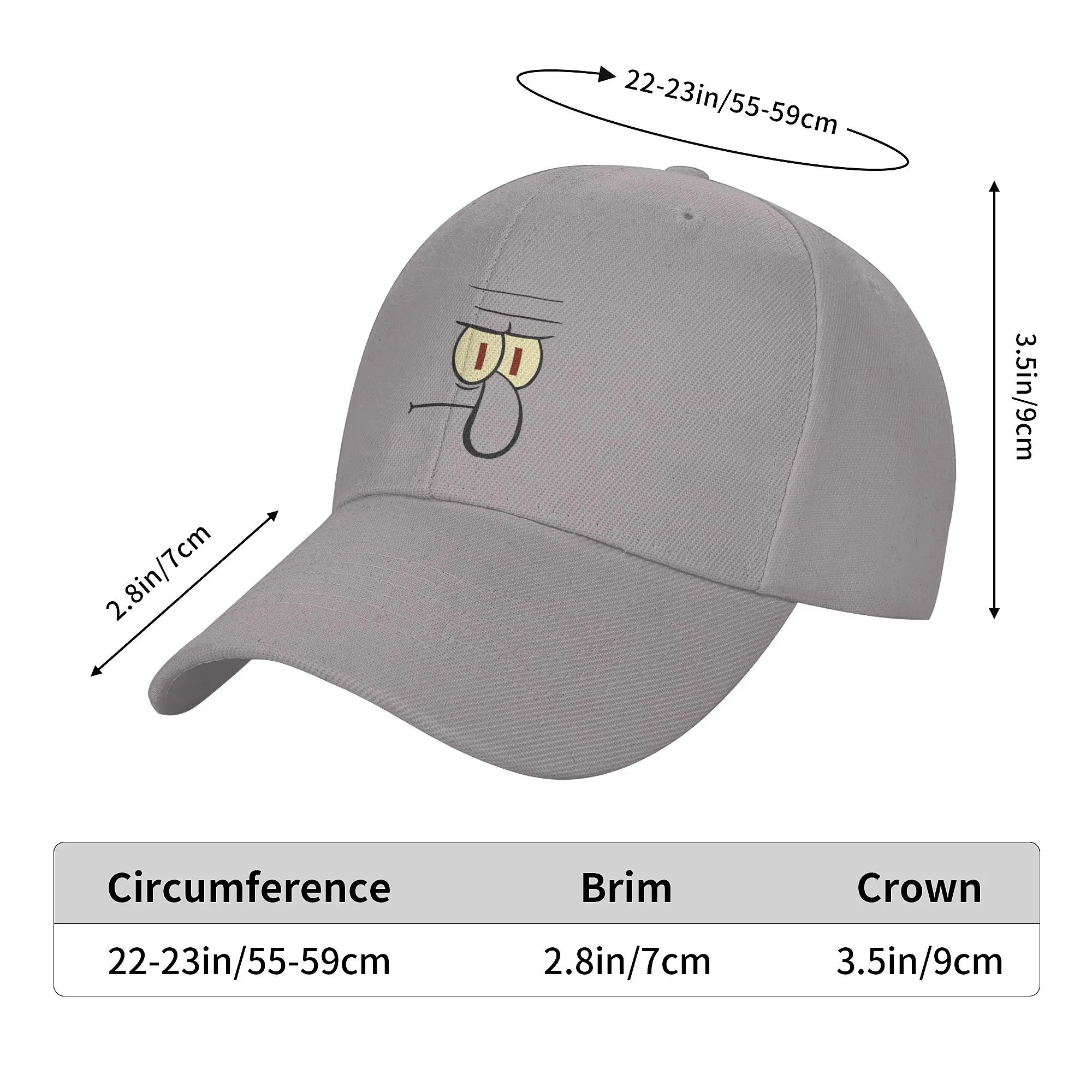 Men WomenSquid-ward Face Hat Fashion Cartoon S-Sponge bob Baseball Cap Adjustable Casual Headwear