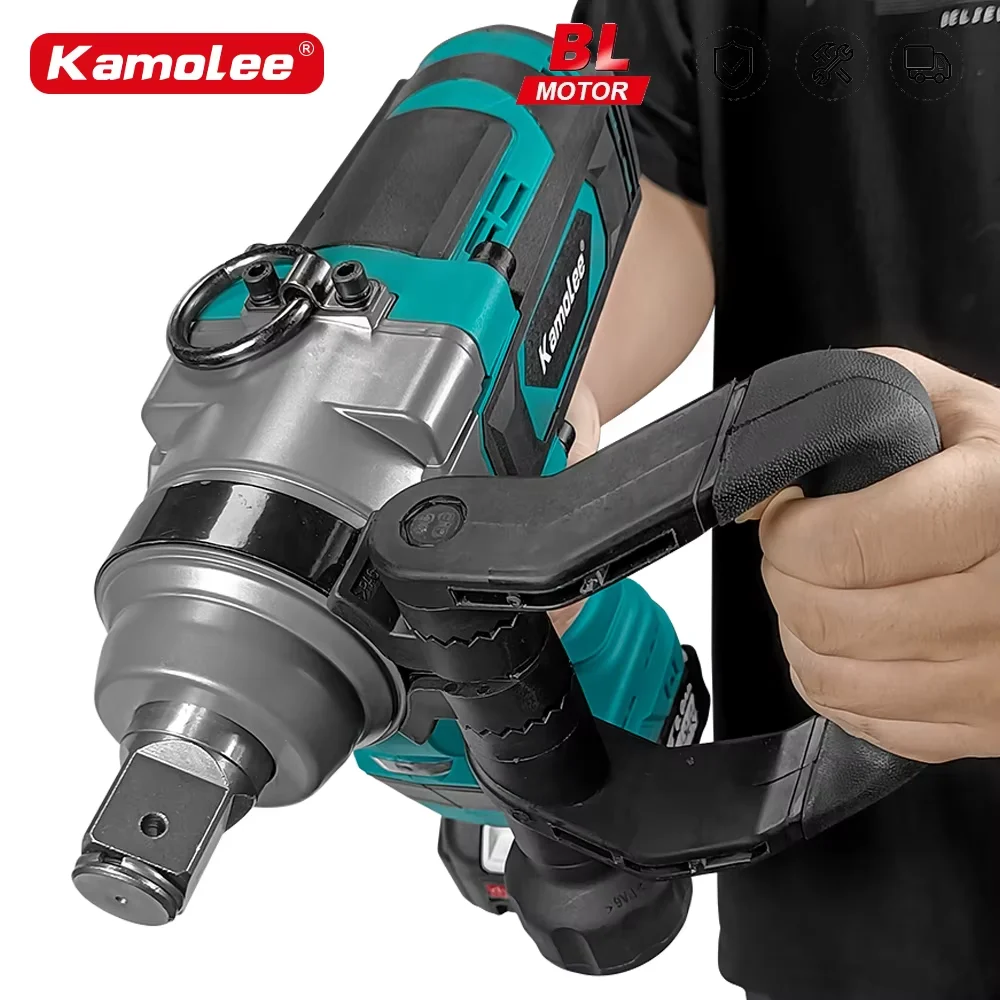 

Kamolee 5000 N.M High Torque 1 Inch Brushless Electric Impact Wrench Li-Ion 21 Battery Powered Cordless Wrench Tool