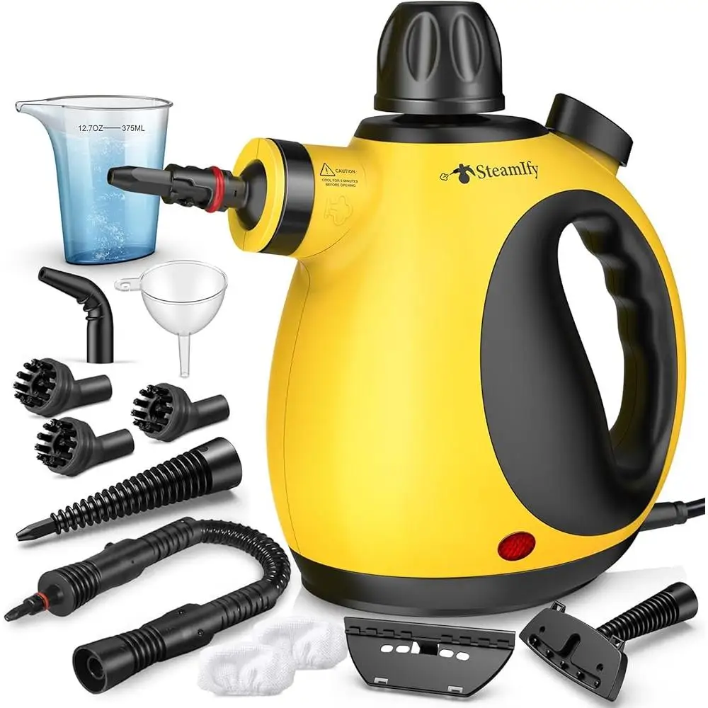 휴대용 스팀 청소기 다중 표면 강력한 가압 천연 증기선 휴대용 12 액세서리 고온 빠른 가열