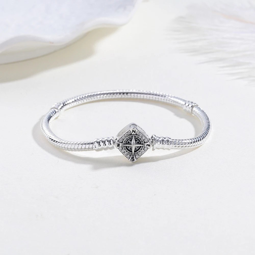 Bracelet Original 925 Sterling Silver Charm Bracelet 16-21CM Four-Way Compass Bracelet For Women DIY Charm Jewelry Gifts