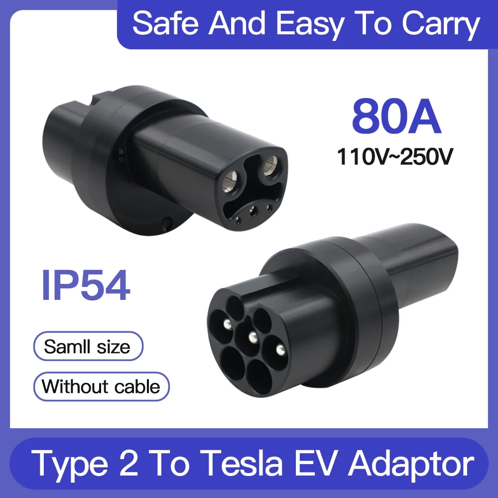 

ERDAN Type 2 to Tesla Charger Adapter 80A for Electric Vehicle IEC 62196 Plug Converter for Tesla Model S/X/3/Y EVSE