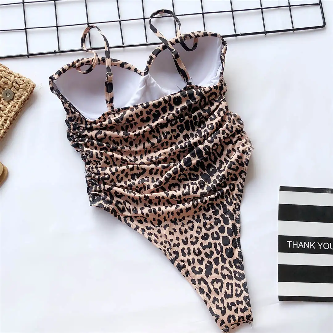Neuer, sexy, hoch geschnittener, Leopardenmuster-BH, Push-up-BH, einteiliger Badeanzug, Damen-Badebekleidung, Bandeau-Badeanzug, Badeanzug für Damen, V1654SW – Detail 26