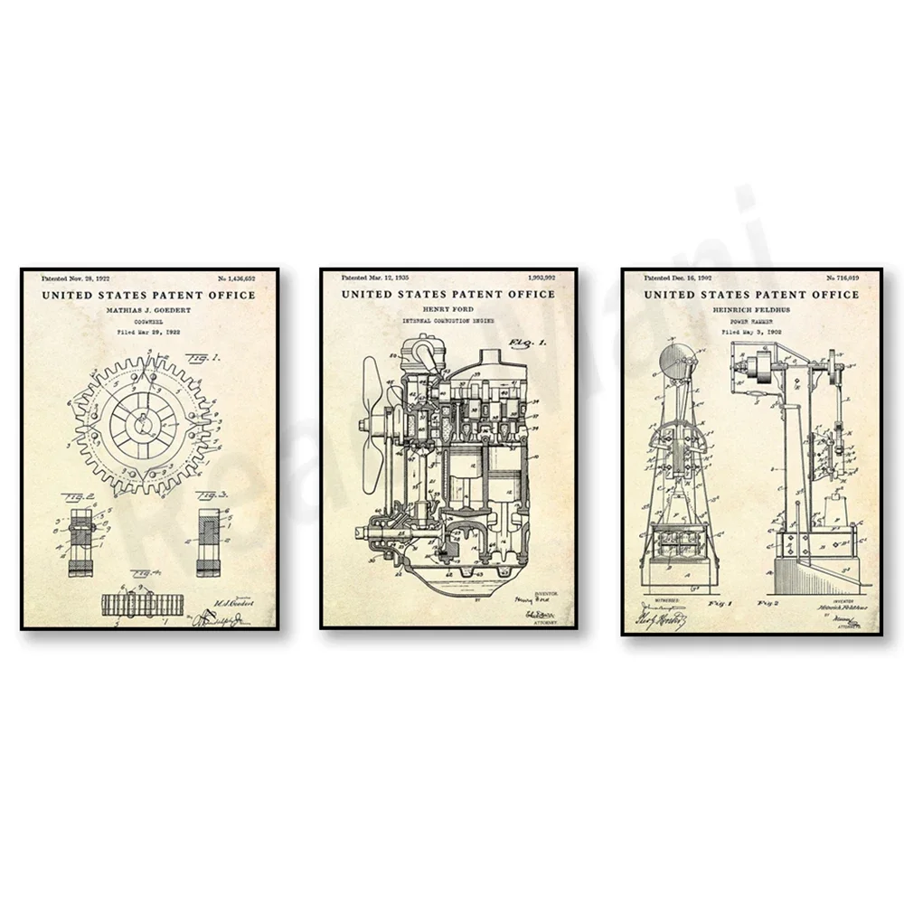

Gear Patent, Gear Invention Automotive Art, Internal Combustion Engine Patent, Mechanical Engineering Blueprint Poster Printing