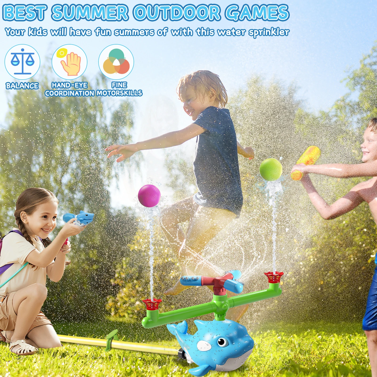 Zomer Outdoor Sprinkler Slak Honkbal Spinning Sprinkler Gazon Spelen Water Zomer Tuin Gazons Water Speelgoed Kinderen Buiten Spelen