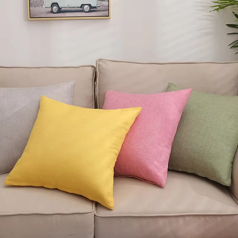 Plush Solid Square Pillow Cover - Premium Thickened Insert for Sofa and Living Room Decor (Fill Not Included)