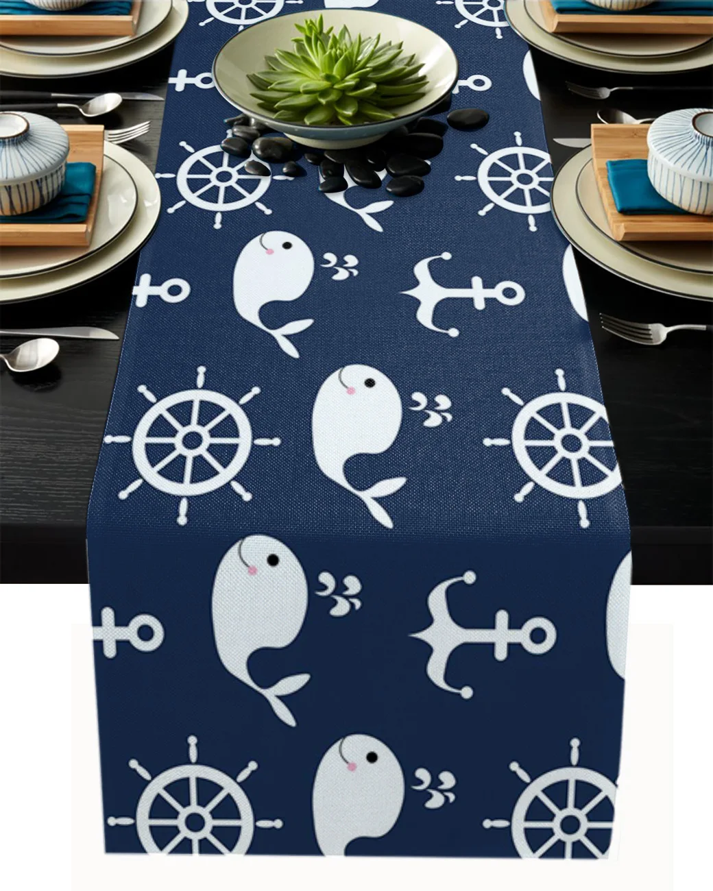 

Железная льняная настольная дорожка с якорем и Китом, аксессуары для столового стола, принадлежности для свадебной вечеринки