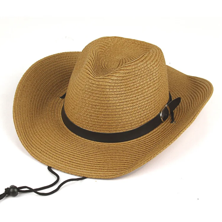 Sombrero de vaquero occidental para hombre y mujer, sombrero de paja, protección solar, playa, pesca al aire libre, Verano