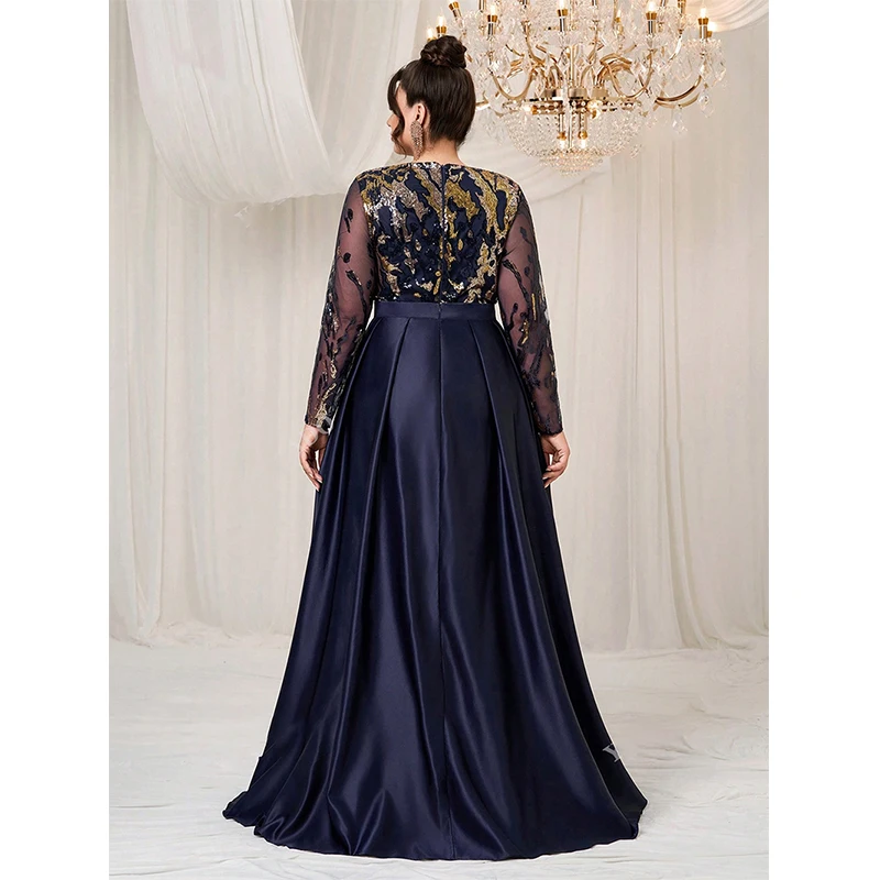 Sukienki wieczorowe damskie z długim rękawem, dekoltem typu O, cekinami, odpinanym płaszczem, eleganckie sukienki koktajlowe, na studniówkę, na formalne okazje.