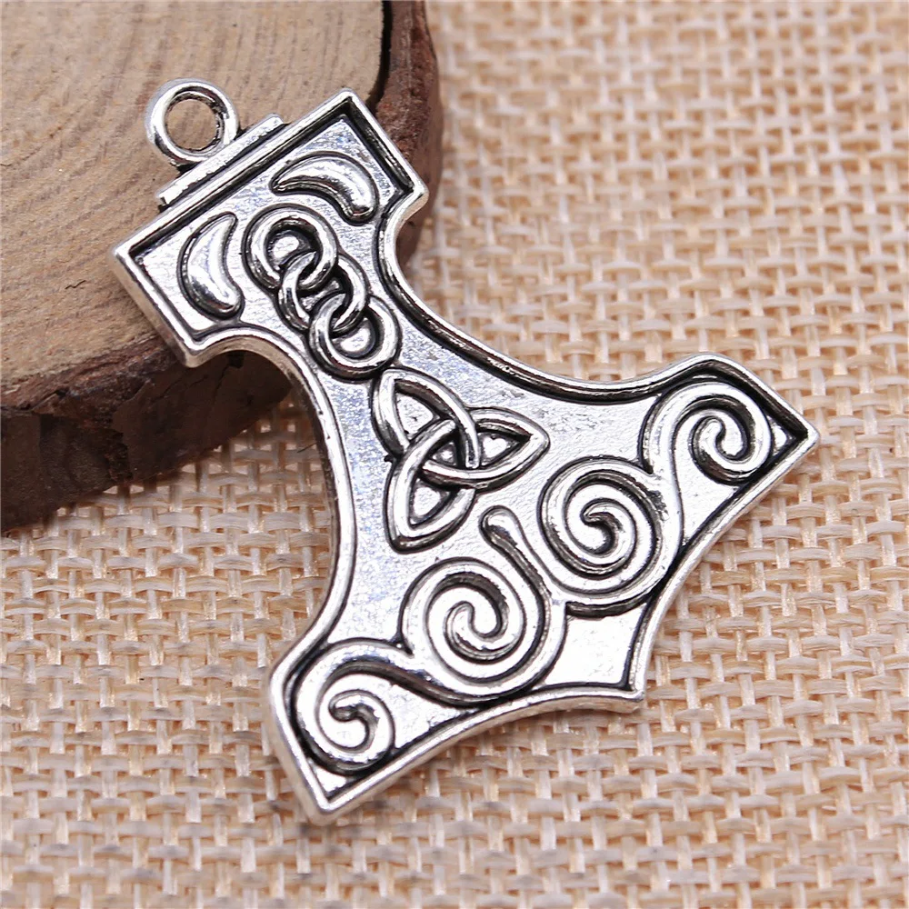 WYSIWYG 5pcs 40x34mm Antique Silver Color Boat Shape Triquetra Symbol Charms Pendant For DIY Jewelry Making Jewelry Findings