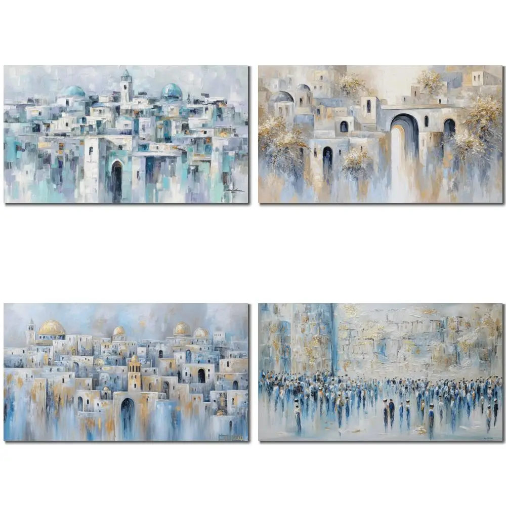 

Abstract Jewish Landscape Canvas Art Western Wall Jerusalem Painting Hand Painted Judaic Office Hotel Lobby Decor Large Textured