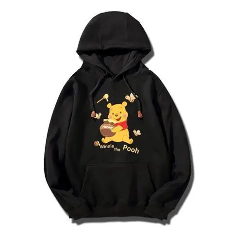 

Толстовка с капюшоном Disney Winnie The Pooh, осень-зима 2022, хлопковый флисовый пуловер, белая основа, медведь Пуха, красная рубашка, Hunny Pot Bees Flying
