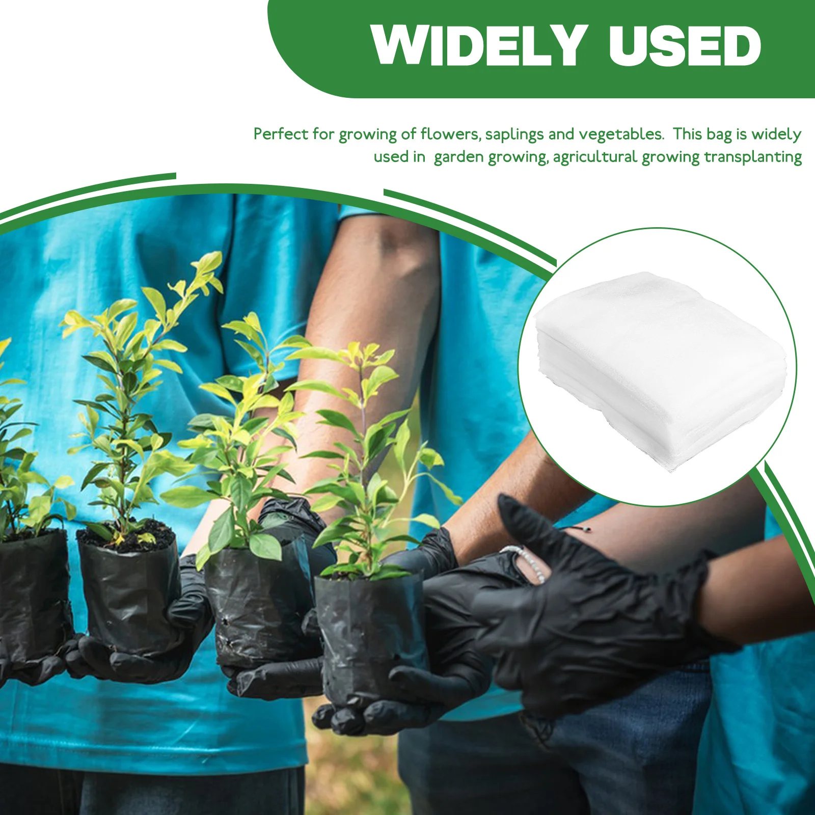 

300pcs Non woven Seedling Bags 20x20cm Planting Pouches for Flowers Saplings Vegetables Growing Bags Fabric Pots Planter