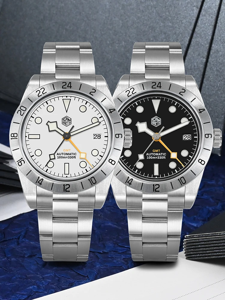 San Martin Nieuwe 39mm NH34 BB GMT Automatisch Mechanisch Horloge Sporthorloge Saffier Lichtgevend Waterdicht 100m voor Mannen Relogio SN0054 - afbeelding 2