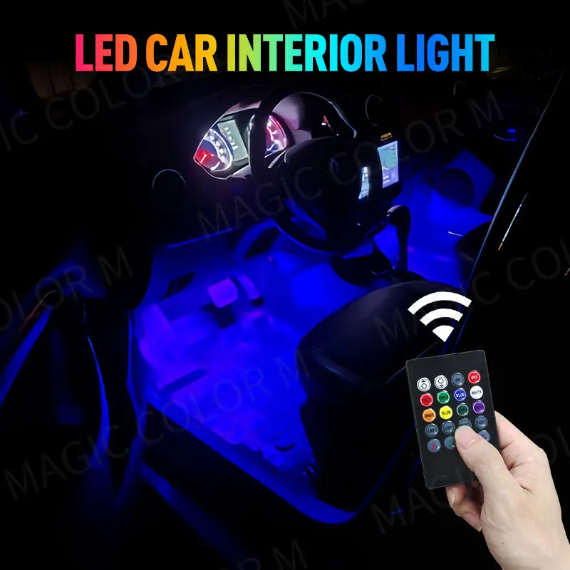 48/72 Led Car Foot Ambient Light RGB Automotive Interior Decorative Atmosphere Lamp Backlight Strip USB Wireless Remote Control - view 3
