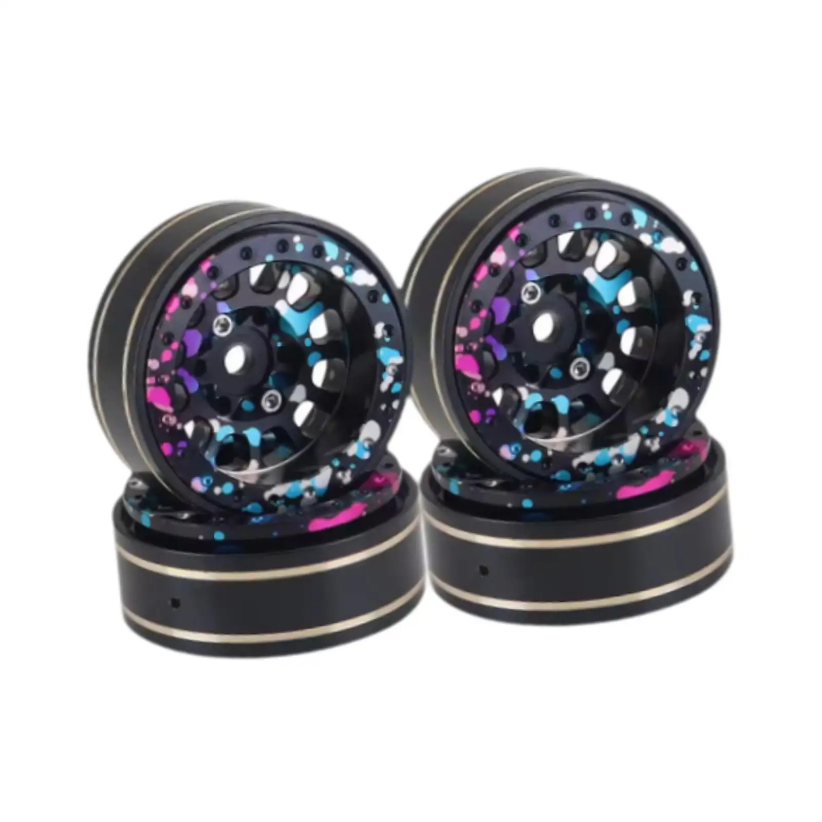 

4Pcs RC Wheel Rim Hub, Metal Rims, Upgrade RC Beadlock Wheels, 1.1 Beadlock Rims for 1/18 1/24 RC SCX24 Trucks Crawler Model